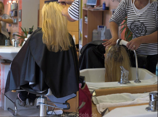 656 Julia teen shampooing forward in GDR salon hairwash