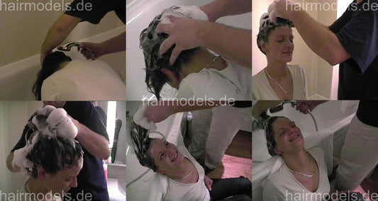 9106 HH Yvonne, forward, backward and upright shampooing by barber