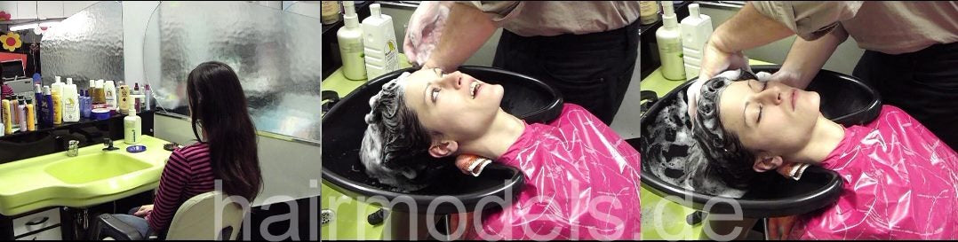 8022 LuiseW xxl pampering shampooing in mobile sink in salon by tall barber himself