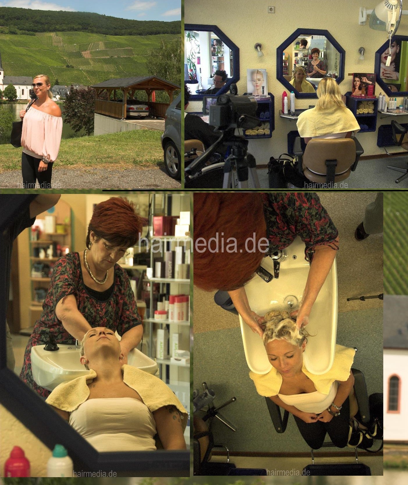 6158 SabrinaF 1 backward salon wash shampoo into dry hair TRAILER