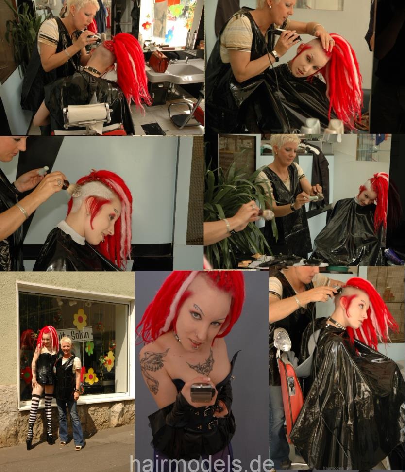 8010 Red Punk haircut and shave pictures for download