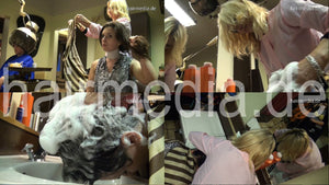 9059 12 Jaqueline fresh styled hair forwardwash salon shampooing by Dzaklina in pink apron