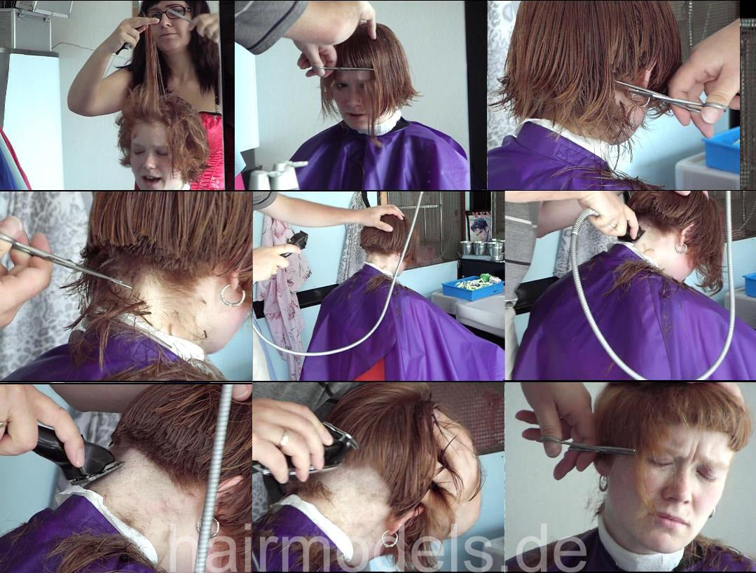 8017 ManuelaK Part 6=7 forced cut buzz shave by barber