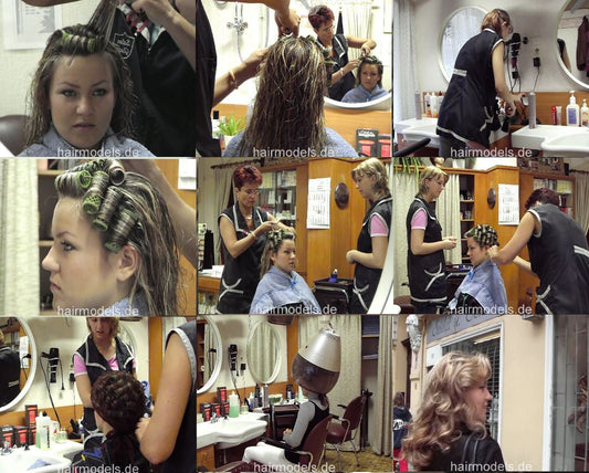 654 Salon Gloria Berlin AngeliqueD complete  shampoo and wet set 33 min video for download