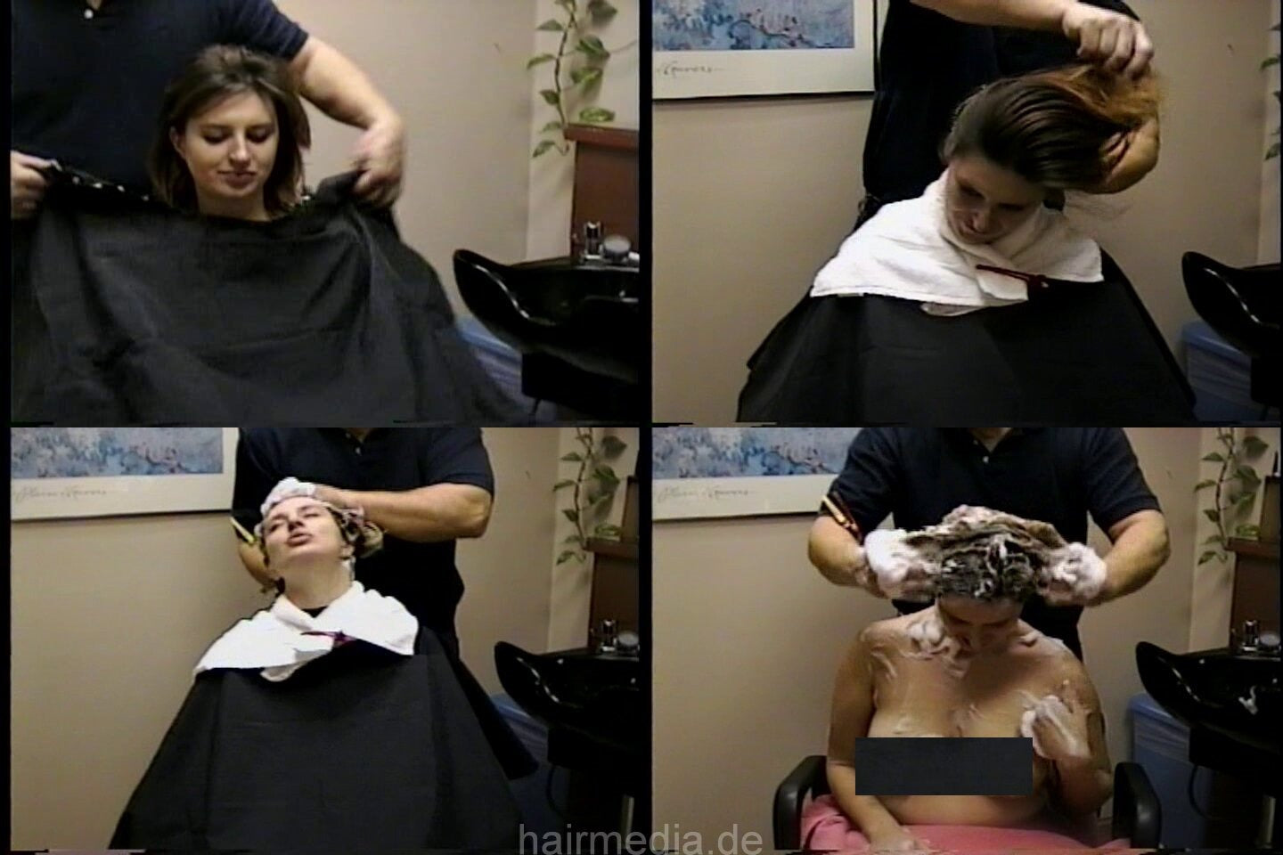 9019 Kaytlin topless all methods shampooing by barber