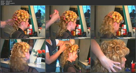 6213 Julia hairdresser 2 Sousan at hairsalon 1 taking rollers out