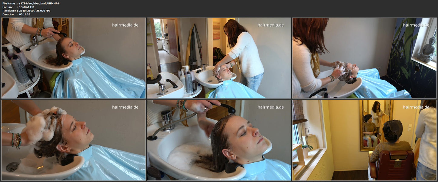 4052 daughter 1 shampooing in Mom´s salon backward