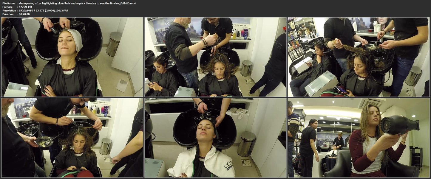 1062 shampooing after highlighting blond hair and a quick blowdry to see the final re