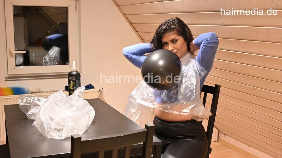 1220 Nasrin shiny cape tie closure 1, make up, caping and blowing gas