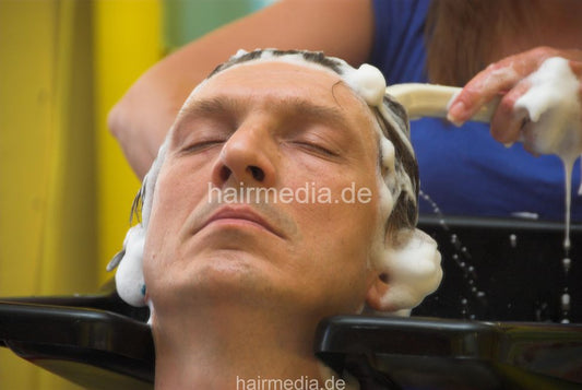 290 Peter backward wash salon shampoo by mature barberette in mobile sink