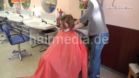 6168 AnjaH by Barber backward! shampoo and wet set Part 1 wash
