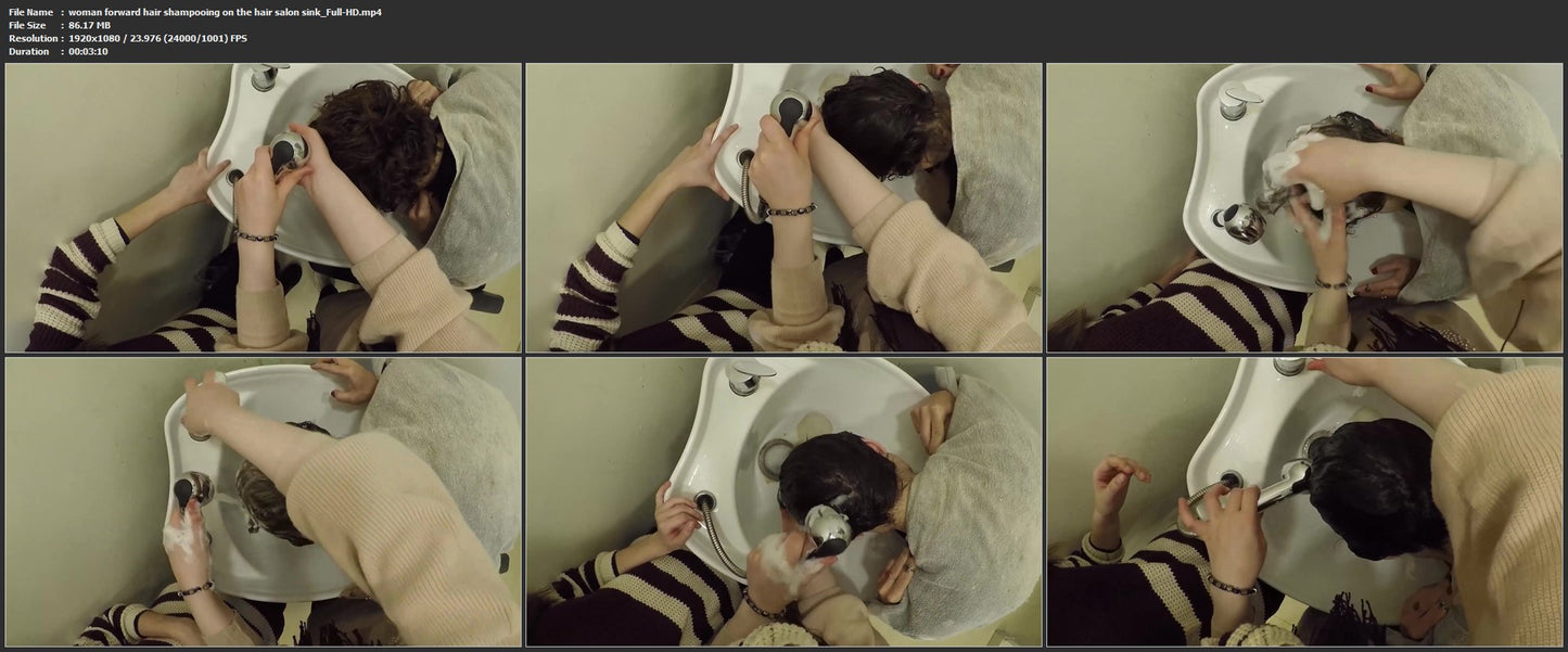 1062 woman forward hair shampooing on the hair salon sink