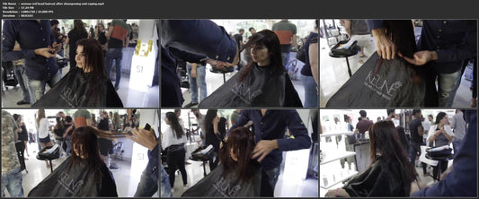 1062 woman red head haircut after shampooing and caping