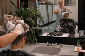 9004 AndreaW upright and backward shampoo in heavy vinyl shampoocape barbershop