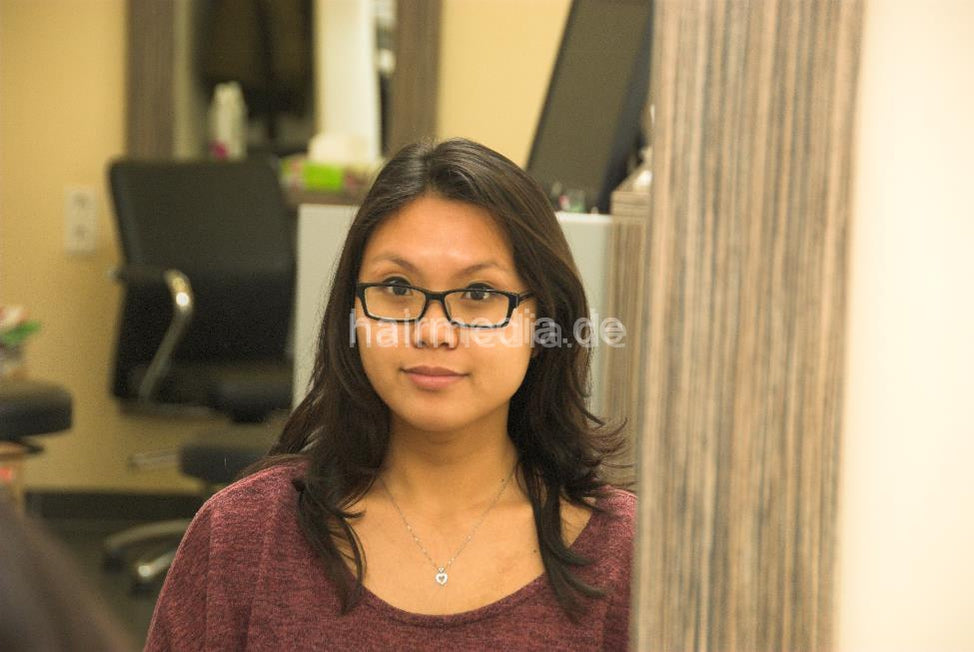 355 CelineM in glasses by MelanieGoe backward salon shampooing in pvc shampoo cape