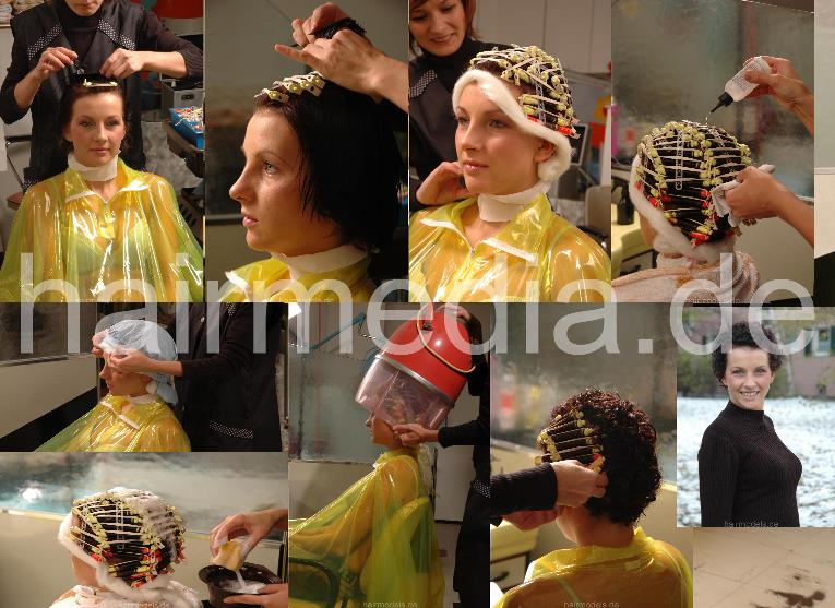 728 Julie faked perm in vinyl cape