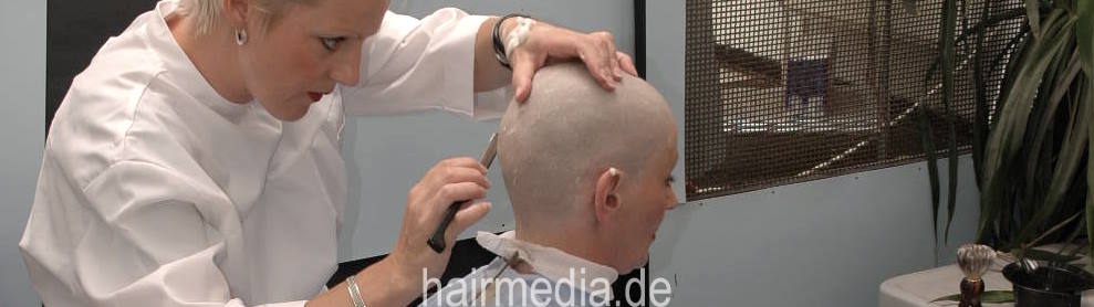 835 836 837 Catherine cut and shave in RSK apron and capes