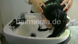 104 Black hairspray - Alina shampoo forward - head, hair, ear and face