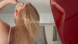 1236 Barberette BettinaK long curly hair self forward shampoo and style braid