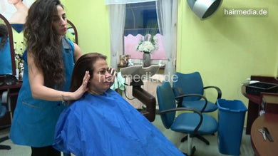 1252 Mom by Mahshid 2 shampoo by XXL hair barberette in blue apron