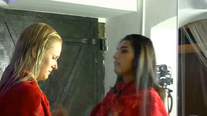 140417 2 Girls Shampoo Lesley and Melody Upright Each Other