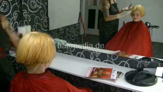 1902 young girl dramatical haircut and bleaching Part 2: coloring fire red