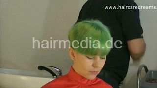 1903 Kaleida green upright shampoo by barber