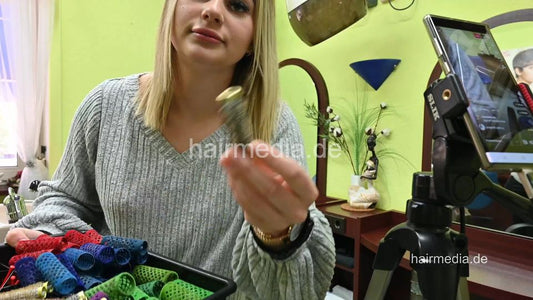 2303 VanessaH 1 chewing caping and curlers show and wait for barber