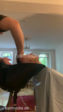 Load image into Gallery viewer, 2012 230611 home salon thick hair buzzcut and shampoo in blue pvc cape