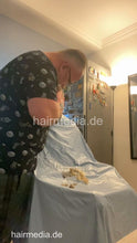 Charger l&#39;image dans la galerie, 2012 230621 home salon thick hair buzzcut in blue pvc cape