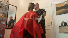 Load image into Gallery viewer, 2012 230806 home salon dry buzz headshave in red cape