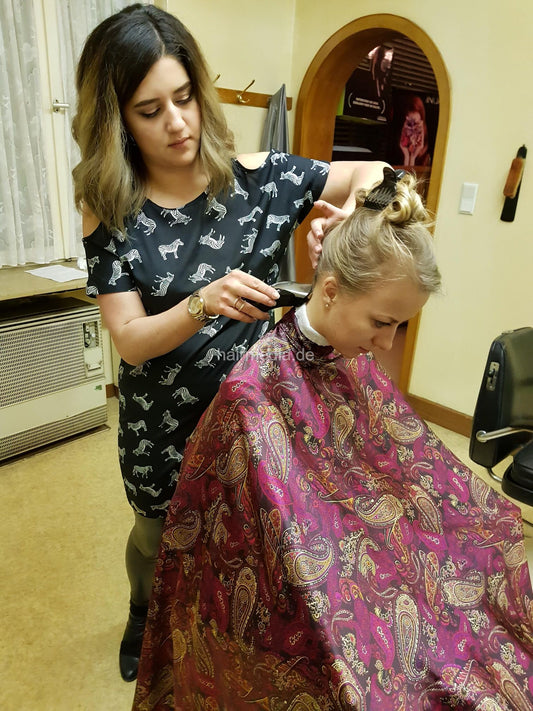 1034 OlgaO and JuliaS caping in vintage barbershop slideshow