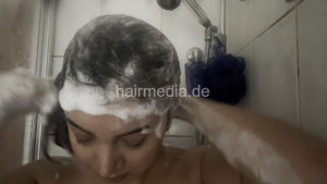 1232 MaryB very thick and very long hair self wash shower and blow