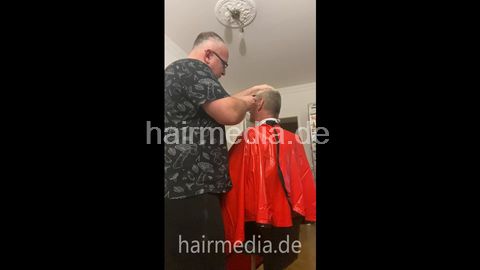 2012 20250918 headshave buzz bleaching redcape