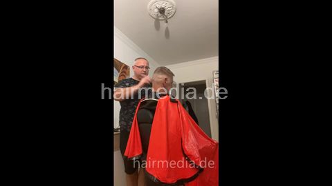 2012 20250918 headshave buzz bleaching redcape