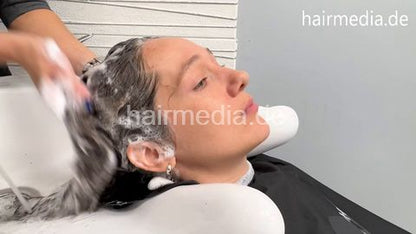 SunnyS and Emily swiss hairdresser shampoo and blow