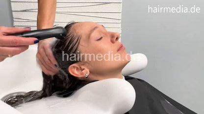 SunnyS and Emily swiss hairdresser shampoo and blow