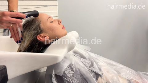 SunnyS and Emily swiss hairdresser shampoo and blow
