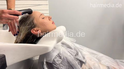 SunnyS and Emily swiss hairdresser shampoo and blow