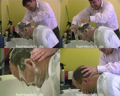 208  MTM shampooing hair ear and face by barber in forwardshampoobowl