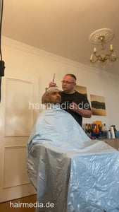 2012 230605 home salon long and thick black hair buzzcut headshave and bleach in blue pvc cape