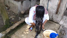 Load image into Gallery viewer, 1242 1109a Indian long hair care shampooing outdoor by barber