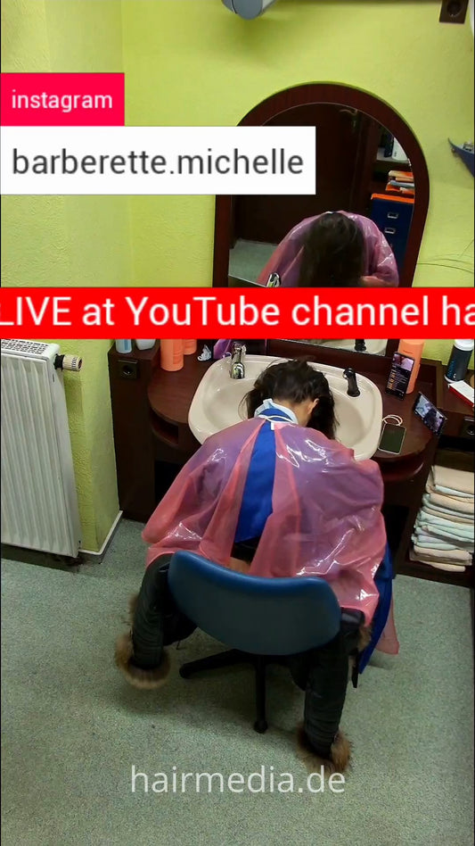 private livestream Zoya leatherdress long forward shampooing and blow out by barber multicaped