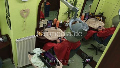 RalfS long hair guy  mulitcaping, forward shampoo, scalp tonic, wetset, hooddryer ceilingcam