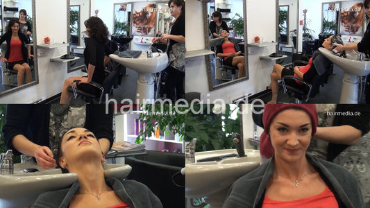 340 Romana fresh styled hair destroyed by backward salon hairwashing