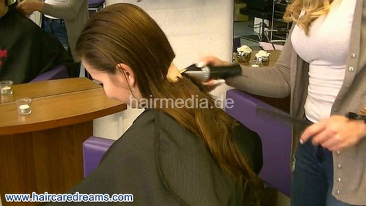 80216 Sonia teen perm by Grazia - haircut part, long to short dry haircut