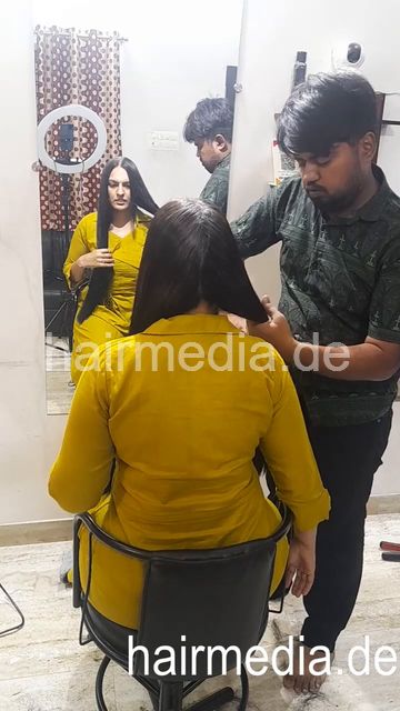 9149 Cute Model Sima Long Straight Silky Haircutting by barber