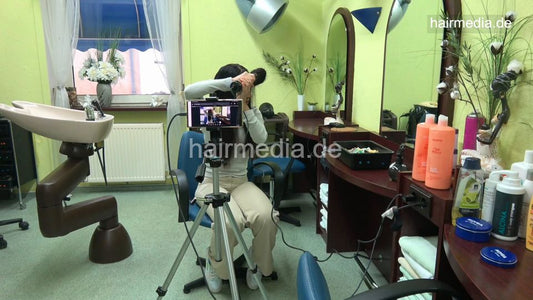 2303 smoking barberette Amal waiting and typing