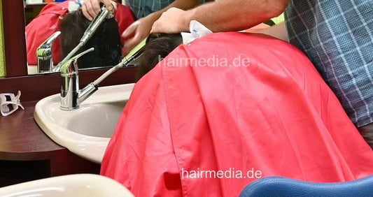 AnissaK long hair second session forward wash by barber pre wetset