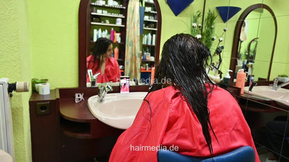 AnissaK long hair second session forward wash by barber pre wetset